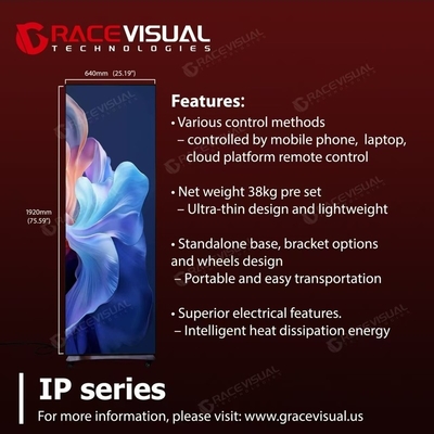 P2.5mm Indoor LED Poster   640x1920mm UHD Display, 3840Hz Refresh, WiFi Control, Mobile Stand với Bracket & Wheels