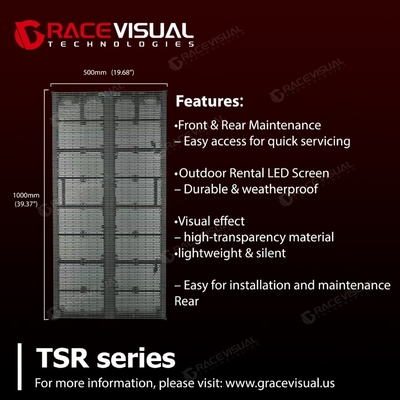 TSR Series   Ultra-thin High-Transparency LED Display với lưu lượng không khí tuyệt vời và truyền ánh sáng cho các chương trình ngoài trời